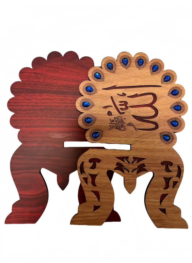 حامل مصحف خشبي قابل للطي على شكل فراشة، مزين بأحجار كريمة زرقاء وكتابة عربية، هدية مثالية لشهر رمضان وعيد الفطر. - Image 5